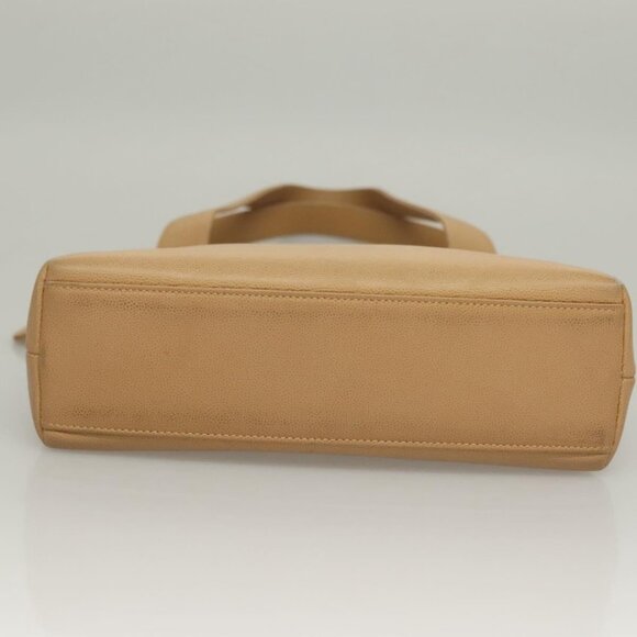 CHANEL Matelasse Shoulder Bag Grained Calf Skin Beige Gold CC Auth BA4516 - Picture 7 of 16